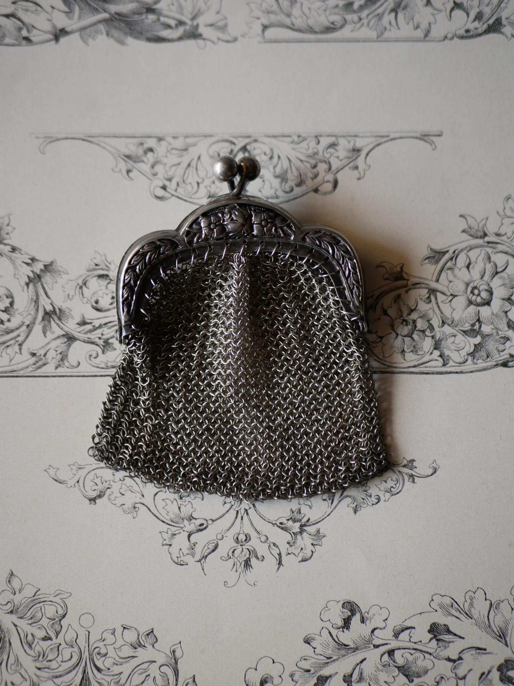 純銀製 花 ポルトモネ コインケース ヨーロッパアンティーク アンティークのある暮らし