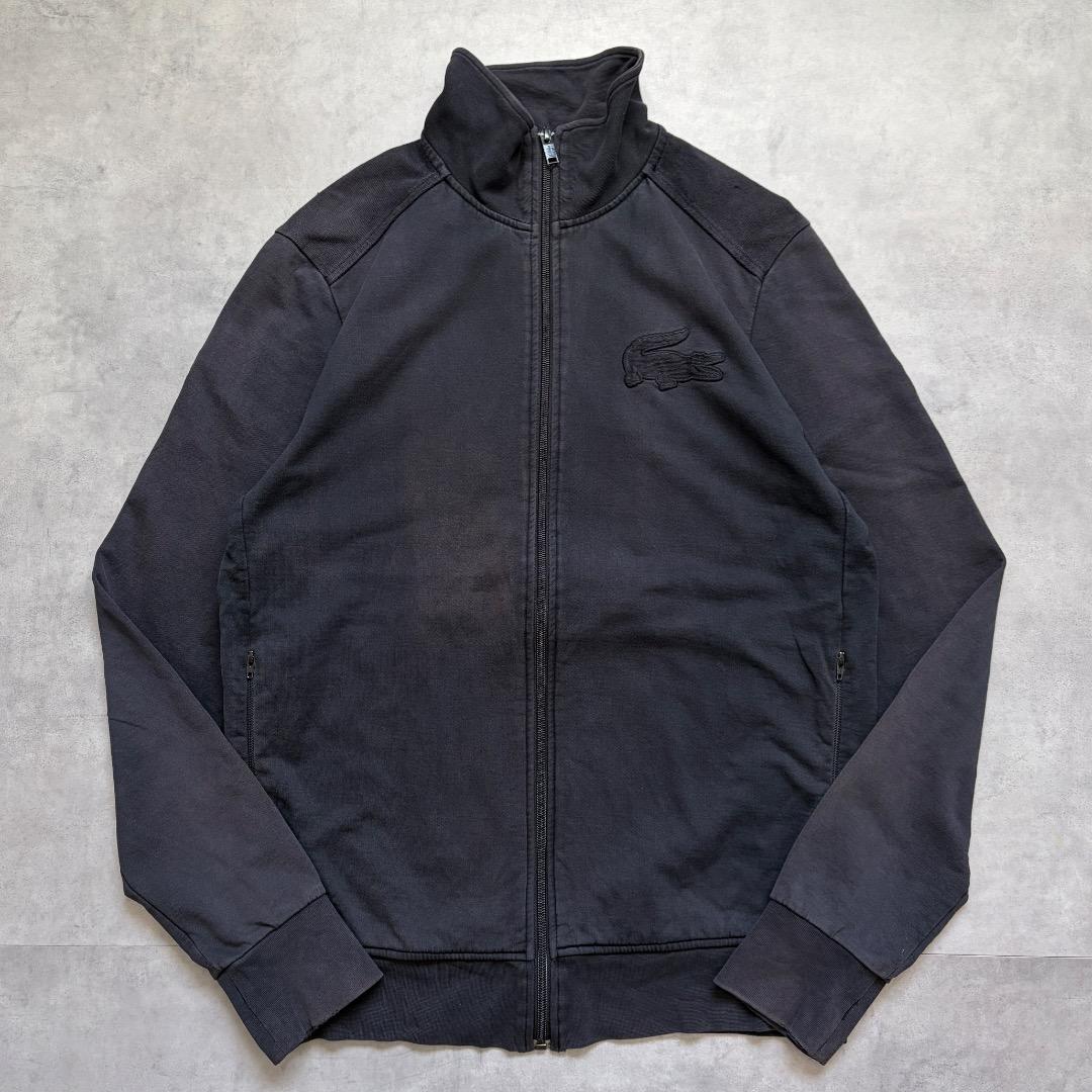 LACOSTE ラコステ ジップ スウェット 古着 刺繍 L 黒 19597