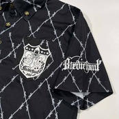 BIRDIE HUNT バーディーハント スカル柄 ワッペン付き ナンバリング 半袖 ポロシャツ M /ブラック/メンズ/ゴルフ