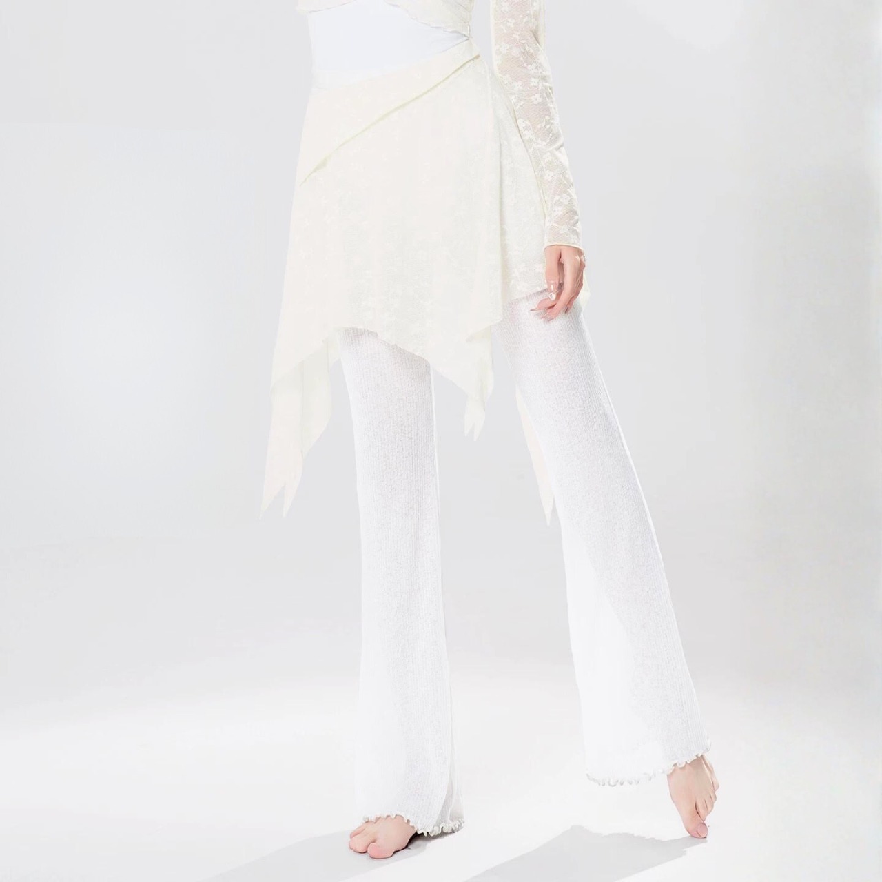 ヘム レーススカート 4色展開 L1372