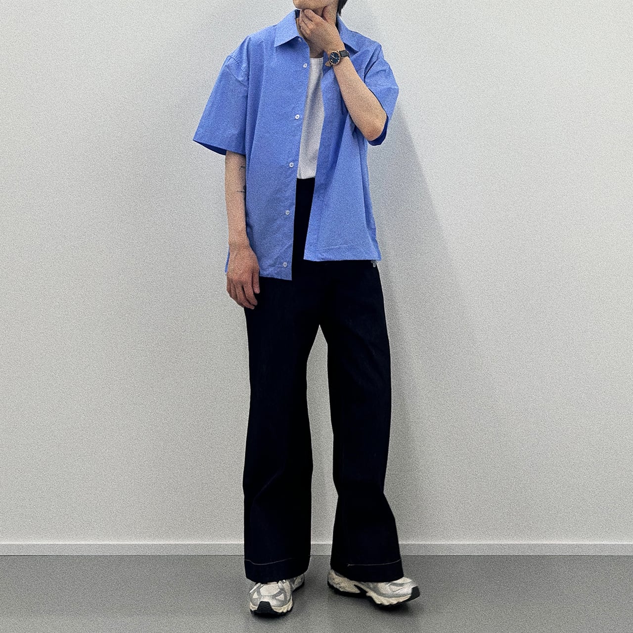 BEARDSLEY ブルー　半袖シャツ ルーズシルエット防シワ半袖シャツ（シャツ/ブラウス）｜SOCCE