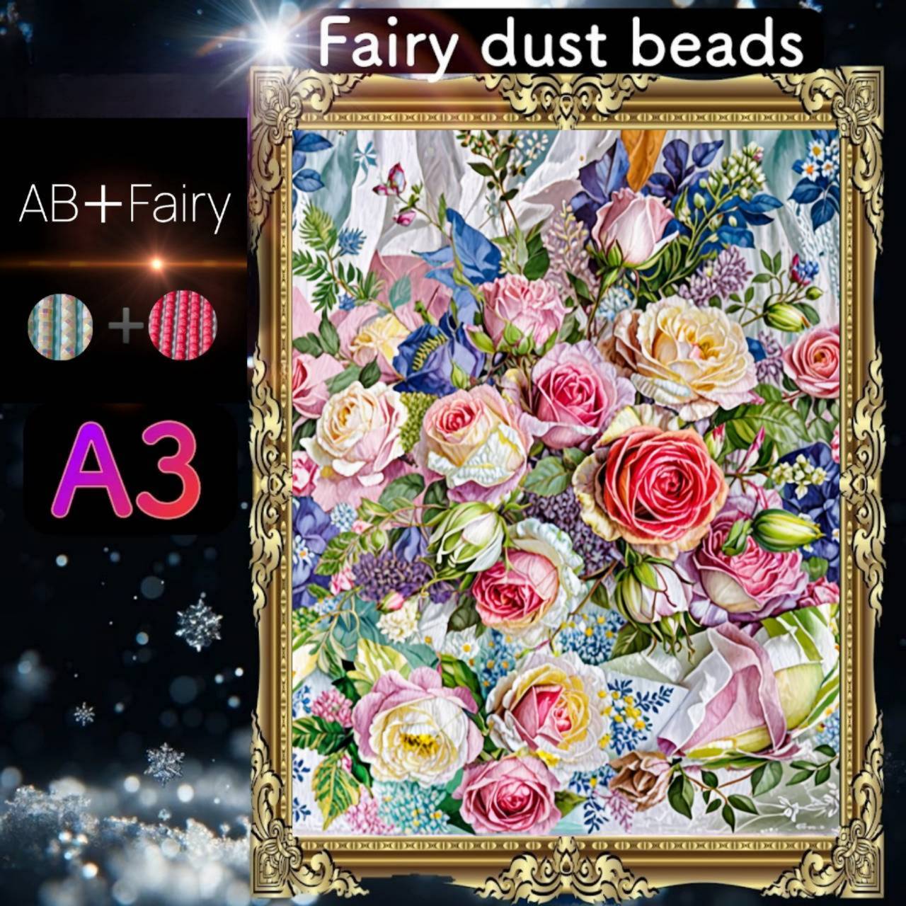 AB(オーロラ)+fairy各3色入り!四角ビーズ AB+fairy53 ダイヤモンドアート
