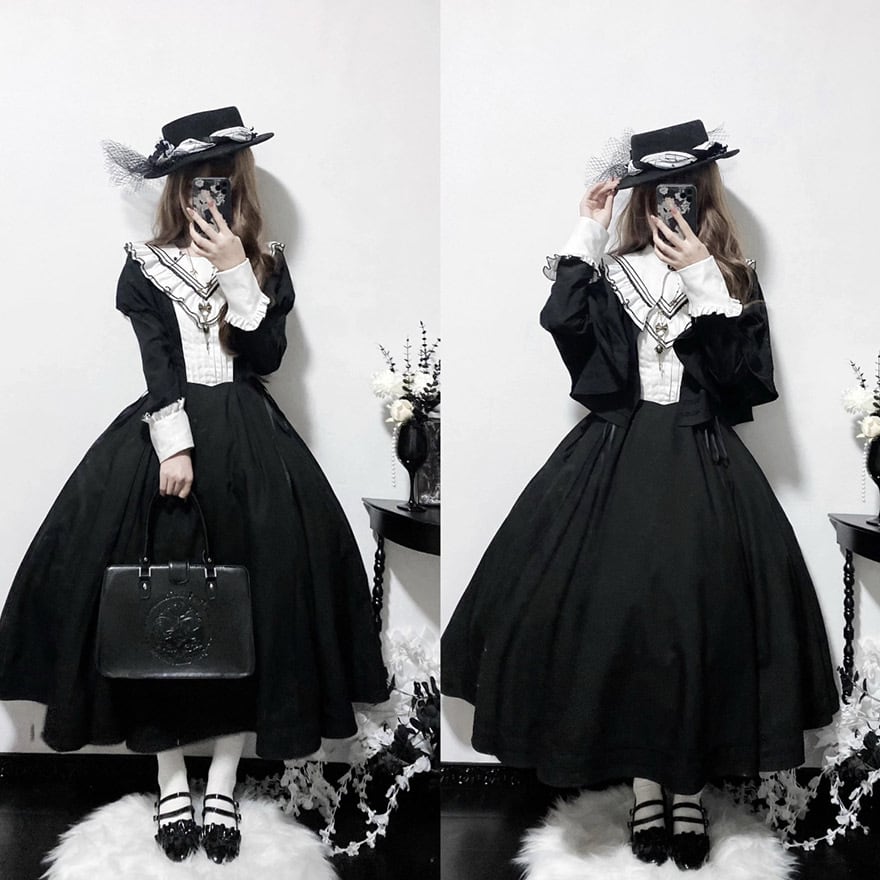 予約商品 ゴスロリ セットアップ ケープ ワンピース 修道女風 ドレス