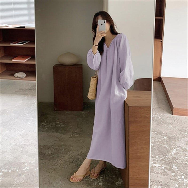 ワンピース 部屋着 寝巻き ナイトウェア ルームウェア ロングスカート ロング ロング丈 袖あり 長袖 ラウンドネック 綿ガーゼ かわいい 大人可愛い シンプル 大人 大人女子 ラフ ラブリー キュート とろみ感 無地 春 夏 秋 母の日 10代 20代 30代 40代 50代 レディース 女性用 ママ マタニティ デート 女子会 お泊まり 休日 リゾート 旅行 着回し 普段使い お揃い 双子 韓国 韓国系 ファッション 楽ちん 体系カバー プレゼント 大きいサイズ フリーサイズ 大きい ゆったり