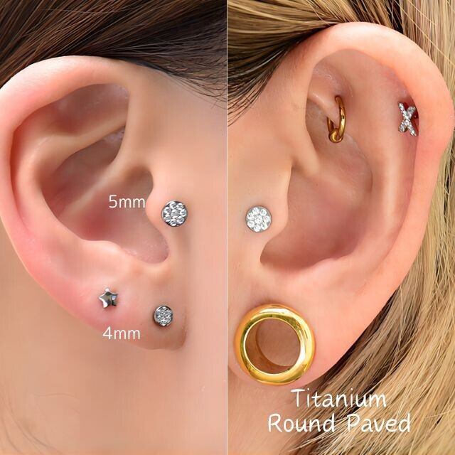 プッシュピアス 10G 8G 6G クリスタルストーン フラット ラブレット