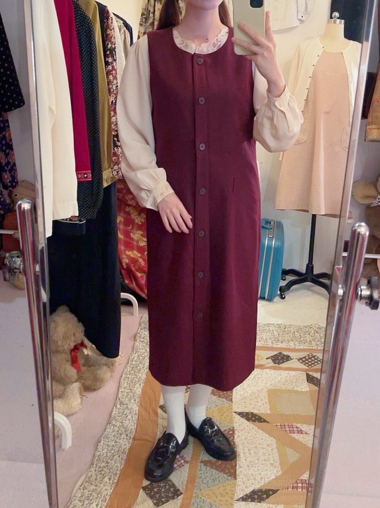 front button wool jumper skirt