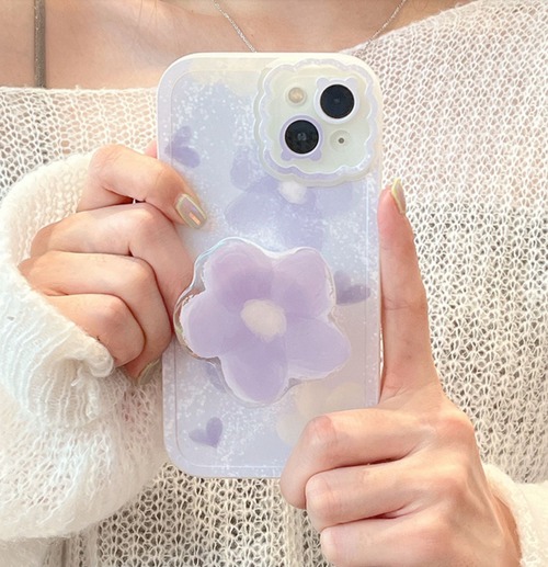 iPhone13 Pro Max 12 11ケース 花柄 上品 パープル ソケット◎ アイフォン12プロカバー エレガント 大人可愛い スタンド付き◎