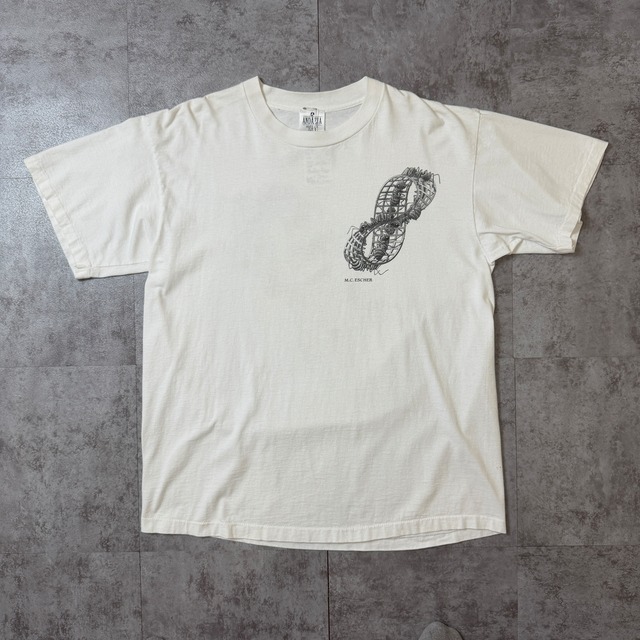 90's M.C.Escher "Mebius Strip II (Red Ants)" Printed T-Shirt USA ANDAZIA ART 90年代 エッシャー メビウスの帯II(赤蟻) プリント Tシャツ アメリカ ヴィンテージ ビンテージ だまし絵 アート TT2026-0005