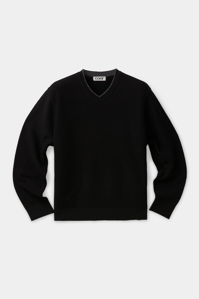 [COOR] V Neck Merino Wool Layered Sweater (Black) 正規品 韓国ブランド 韓国通販 韓国代行 韓国ファッション クール クーア クアー 日本 店舗