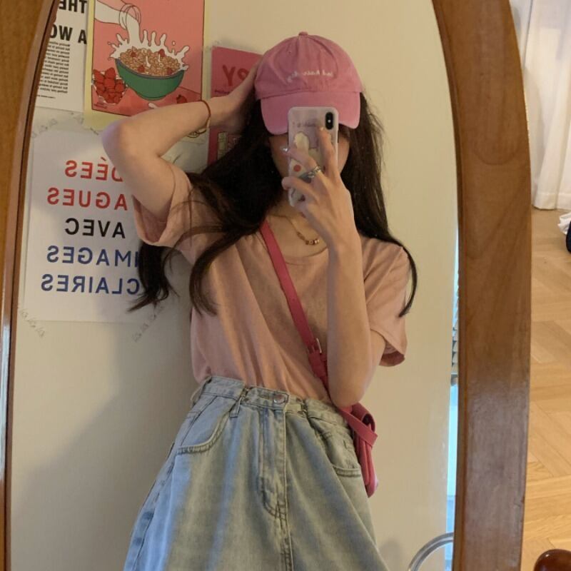 サマースタイルソリッド カラーTシャツ シャツ トップス 夏物 ソリッドカラー 試着室5080179475