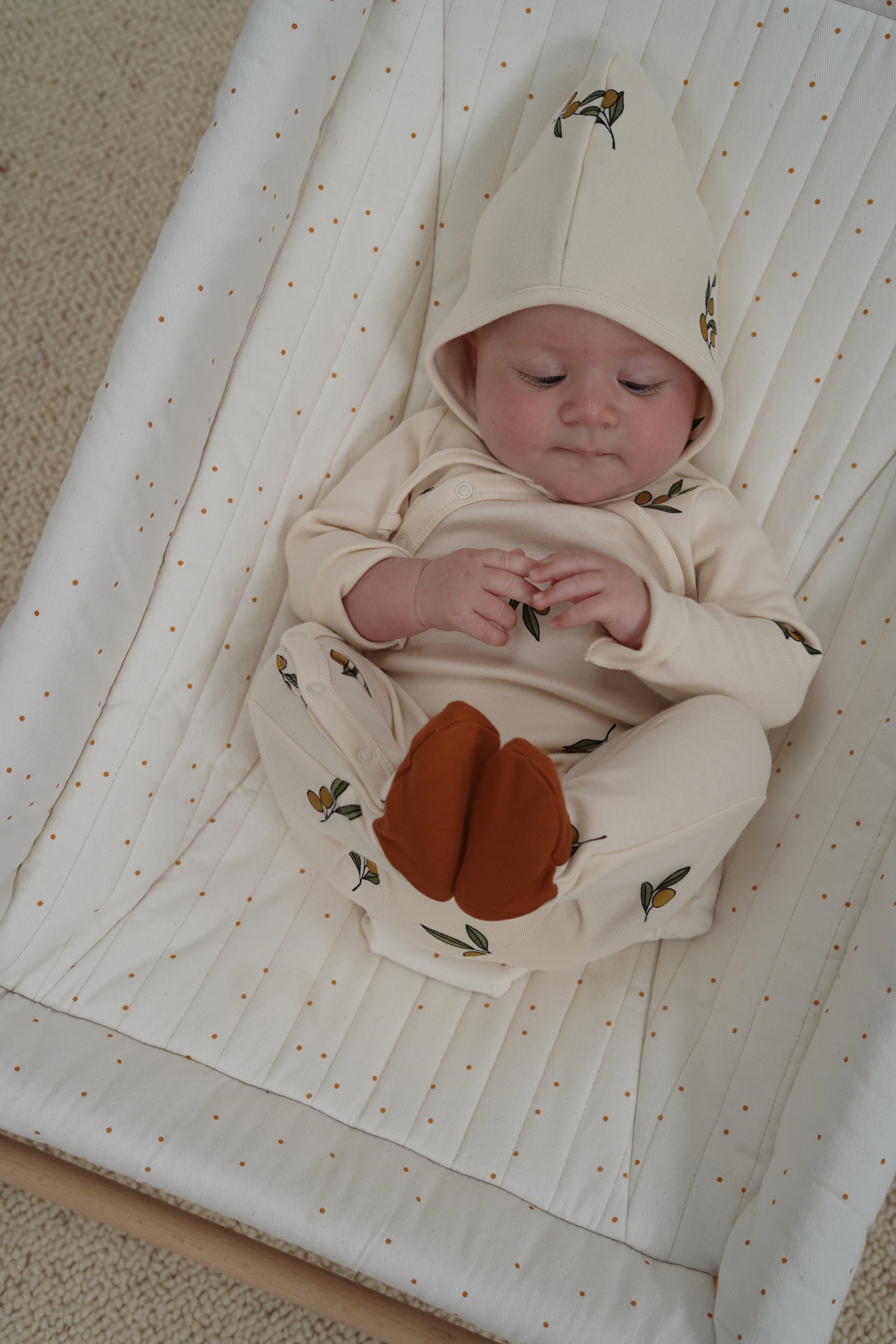 オーガニックズーロンパース 帽子3-6M