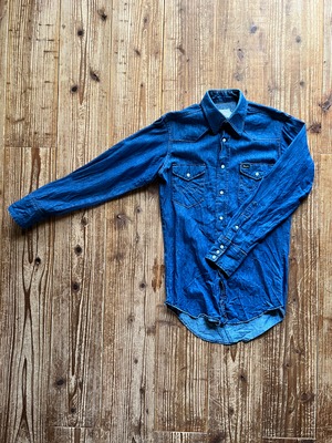 70's Wrangler 27MW デニムウエスタンシャツ 白タグ USA製 表記(14 1/2 × 32)