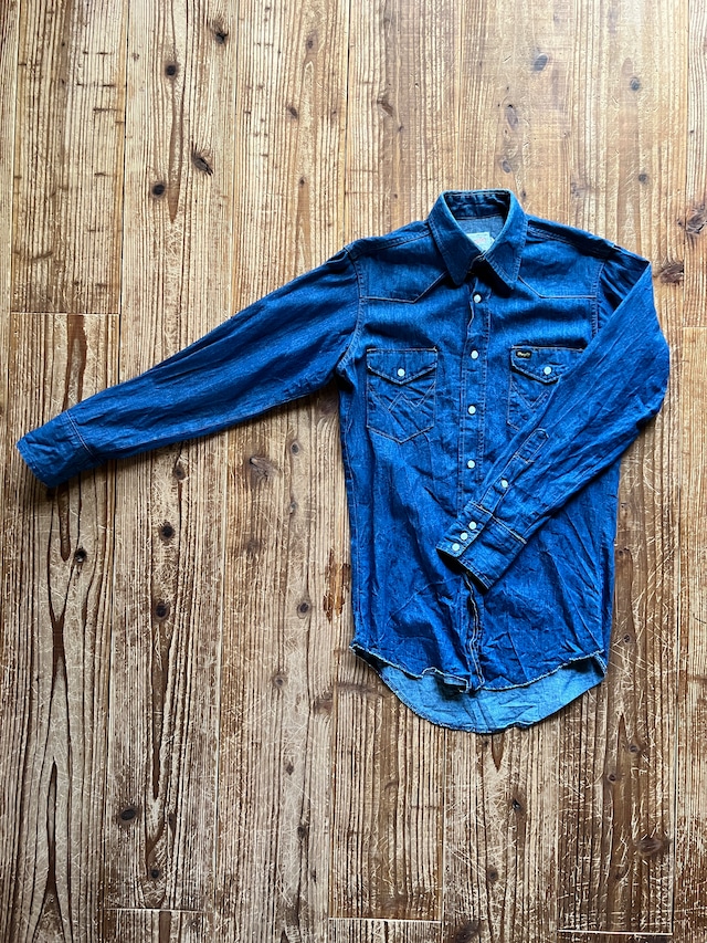 70's Wrangler 27MW デニムウエスタンシャツ 白タグ USA製 表記(14 1/2 × 32)