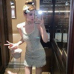Diamond Chain Waist Strap Dress