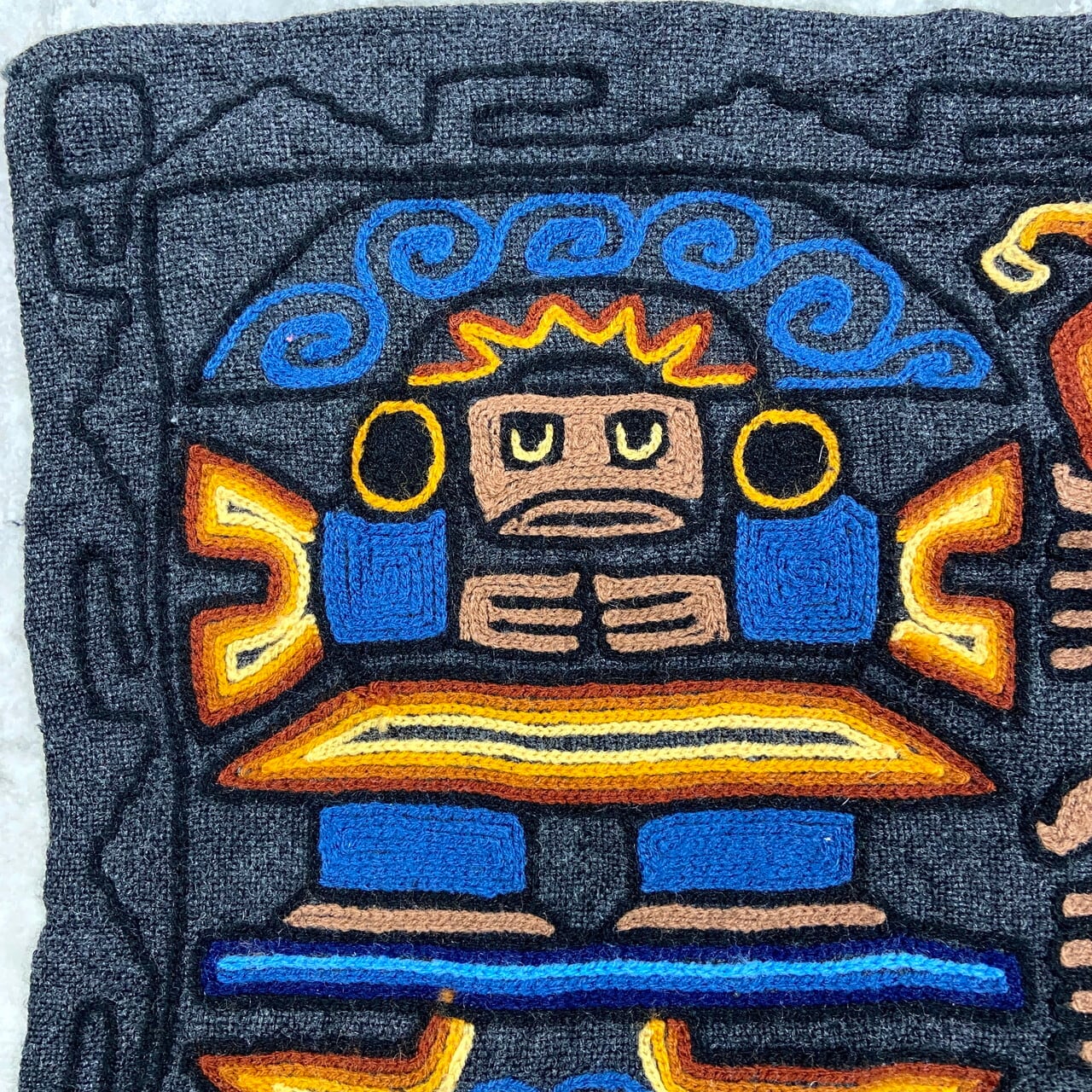 ヴィンテージ 南米 手刺繍 タペストリー ラグ ヒッピー 民族 110×55