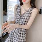ノースリーブツイードミニ丈ワンピース G105CON0057