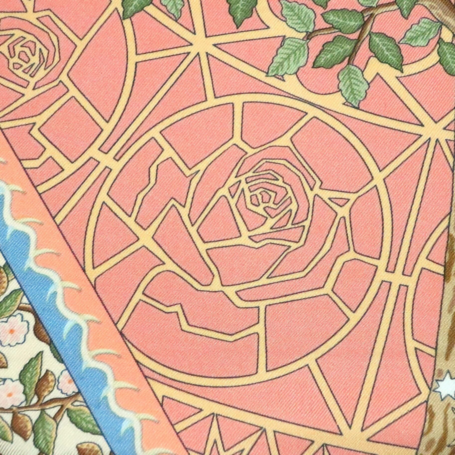 エルメス HERMES/スカーフ カレ90 世界の中心軸 Axis Mundi 植物 動物