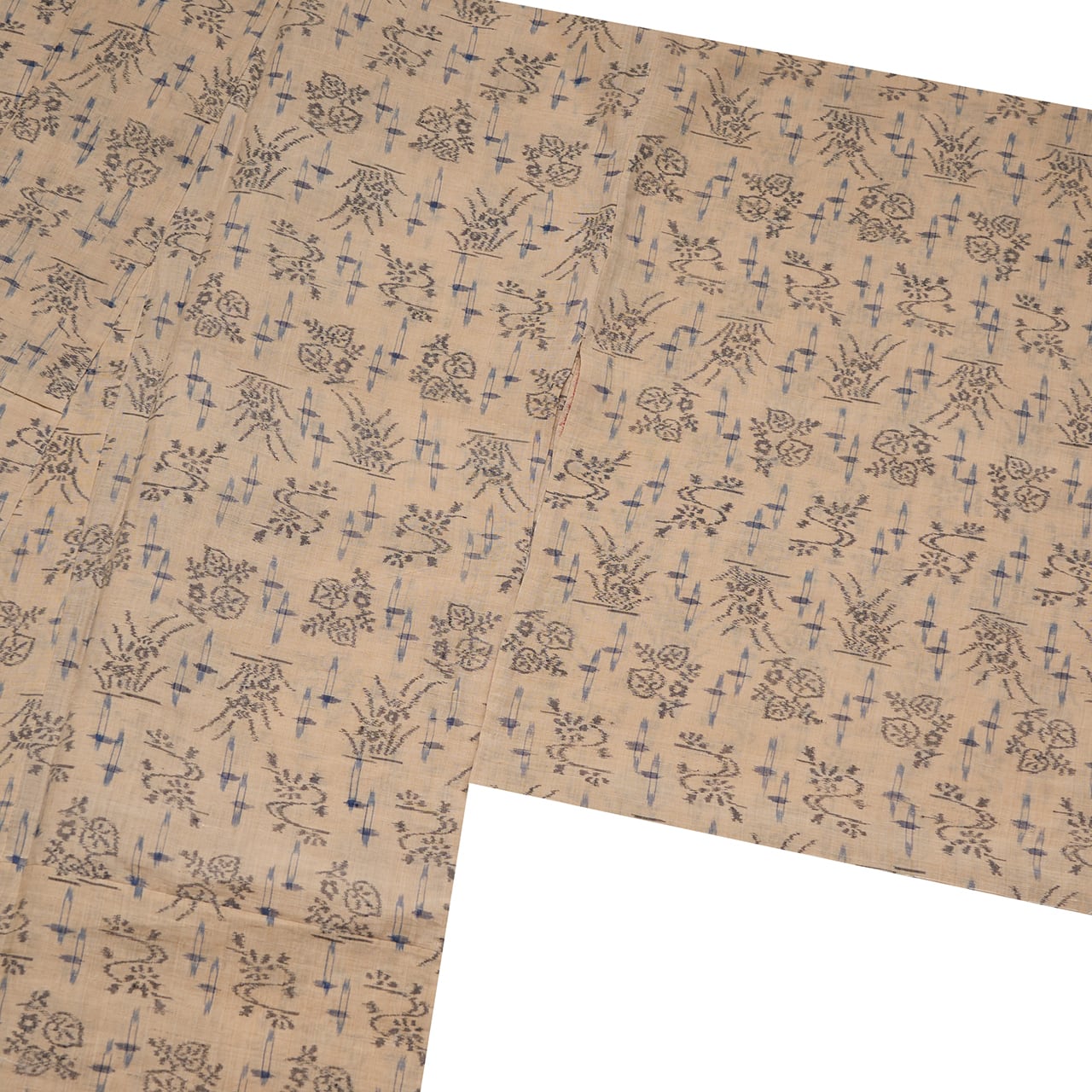 えり善扱 古代越後上布 草花の模様絵絣 麻単衣着物【中古】 | かわの屋