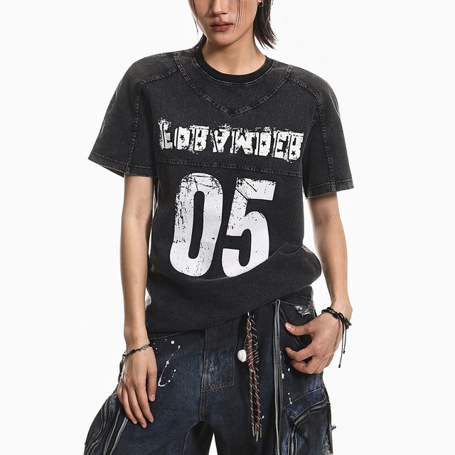 ユーズドライクグラフィックダメージフォルムTシャツ 1col   R01993