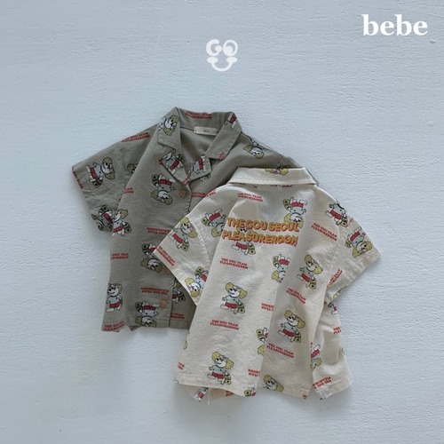 【予約】GO U BEBE DOG総柄シャツ 80~90