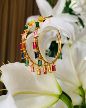 マルチカラーフープピアス　　Multicolor hoop earrings