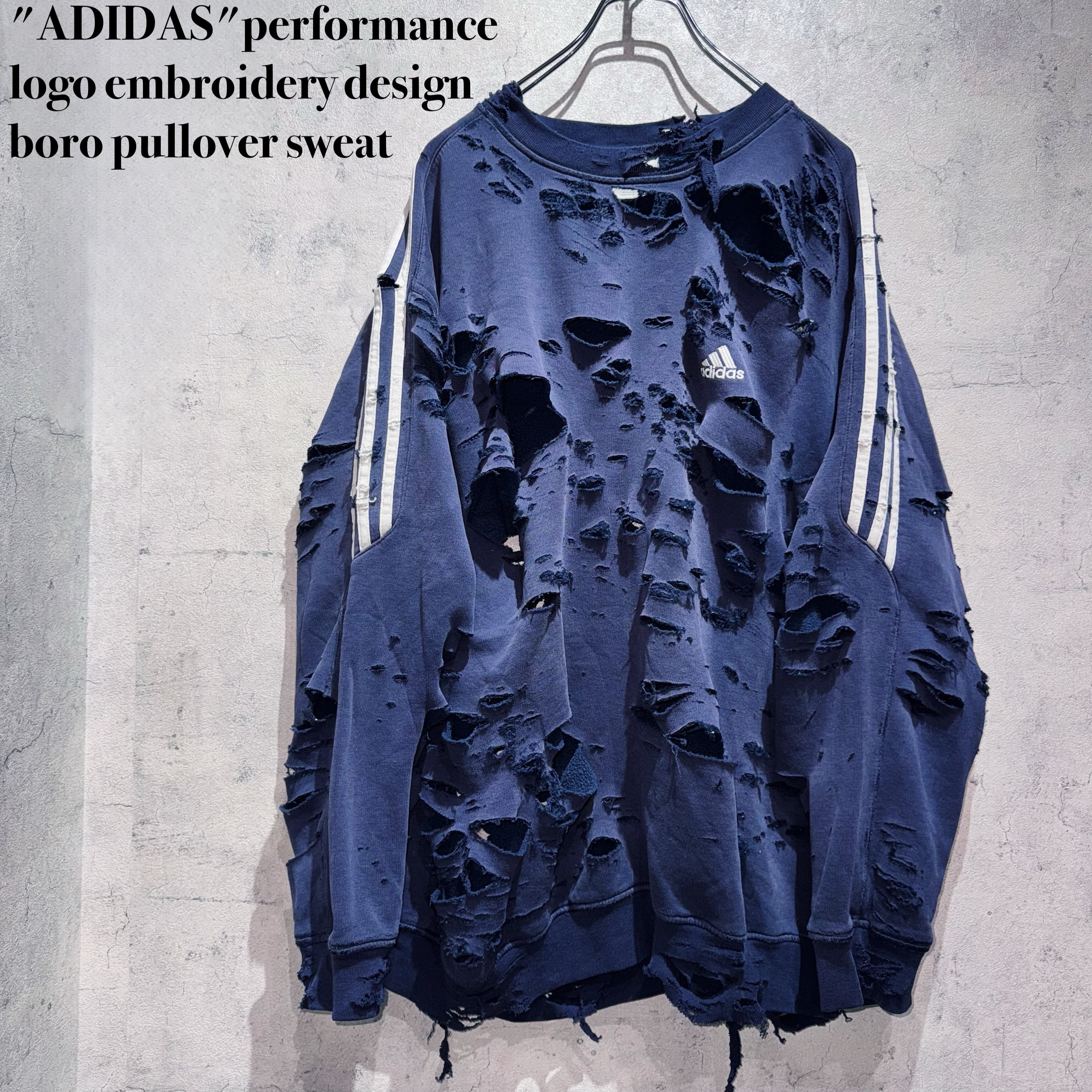 "ADIDAS"performance logo embroidery design boro pullover sweat