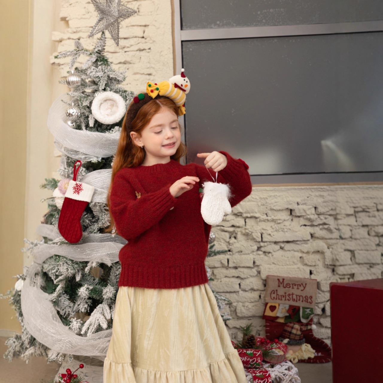 冬クリスマスモチーフ クルーネックセーター