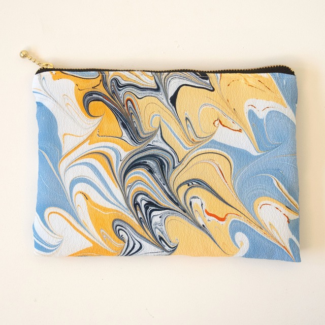 墨流しポーチ 〔黄金の光に包まれて〕