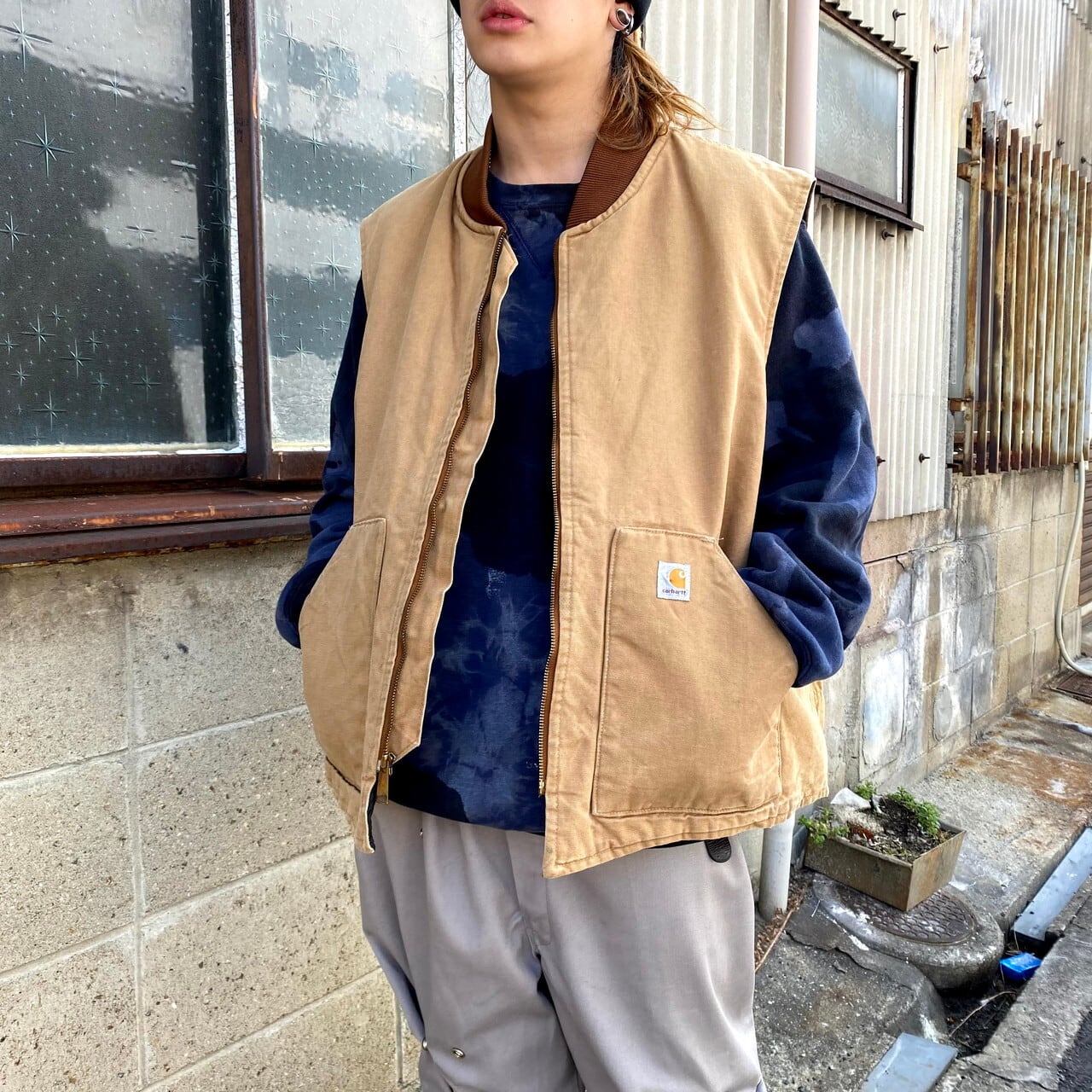 美品 CARHARTT カーハート ダックベスト ワークベスト ダック地 M