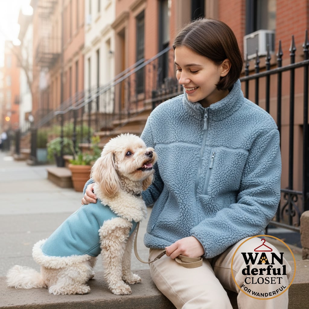 【犬服】ライトブルーボアジャケット|小型犬・中型犬用 冬の上質あったかアウター 1104