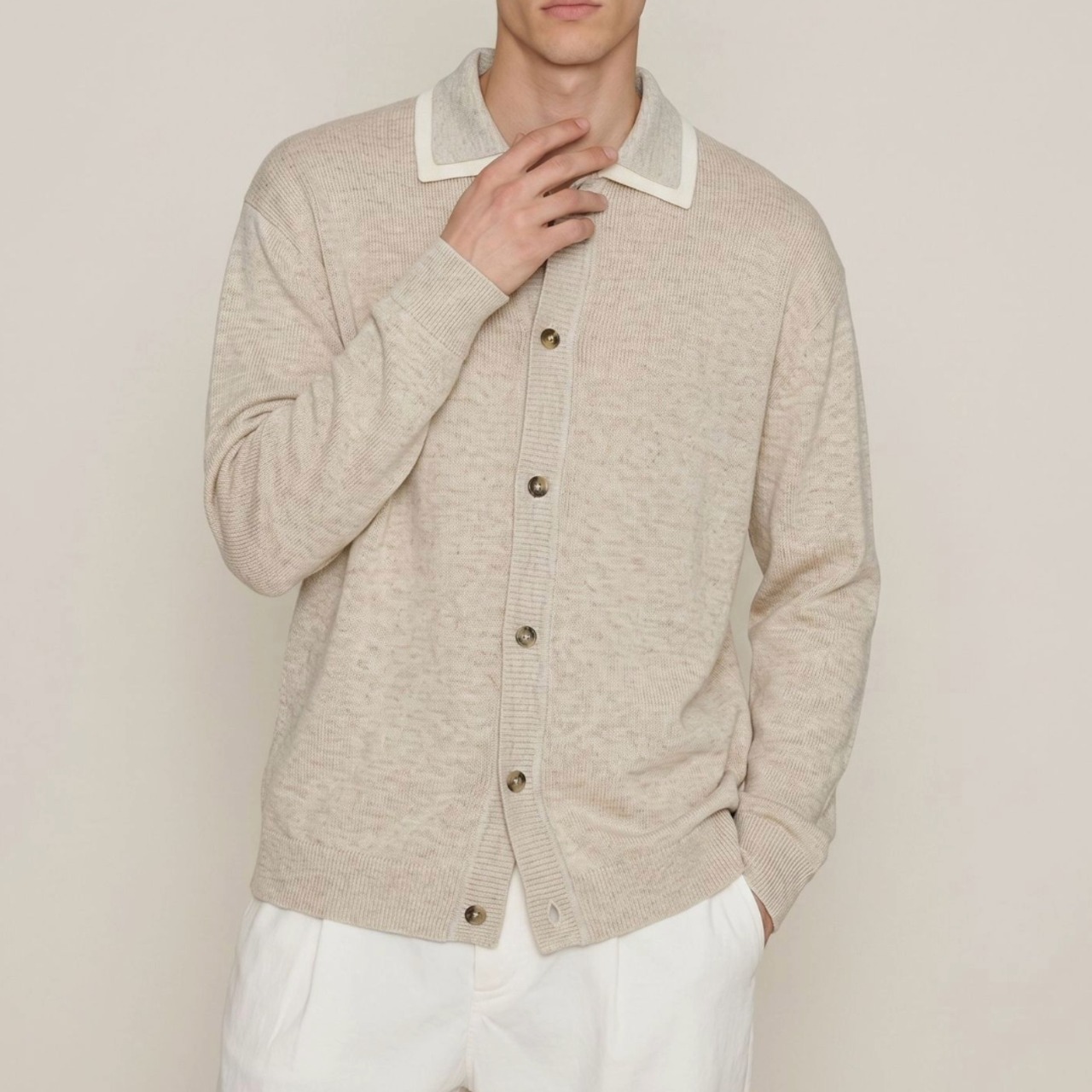 Contrast Collar Relaxed Cardigan TB2555・画像6