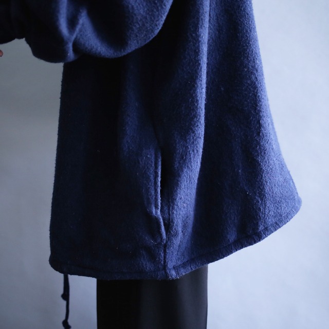 "狼" embroidery patch XXL over size high-neck pullover