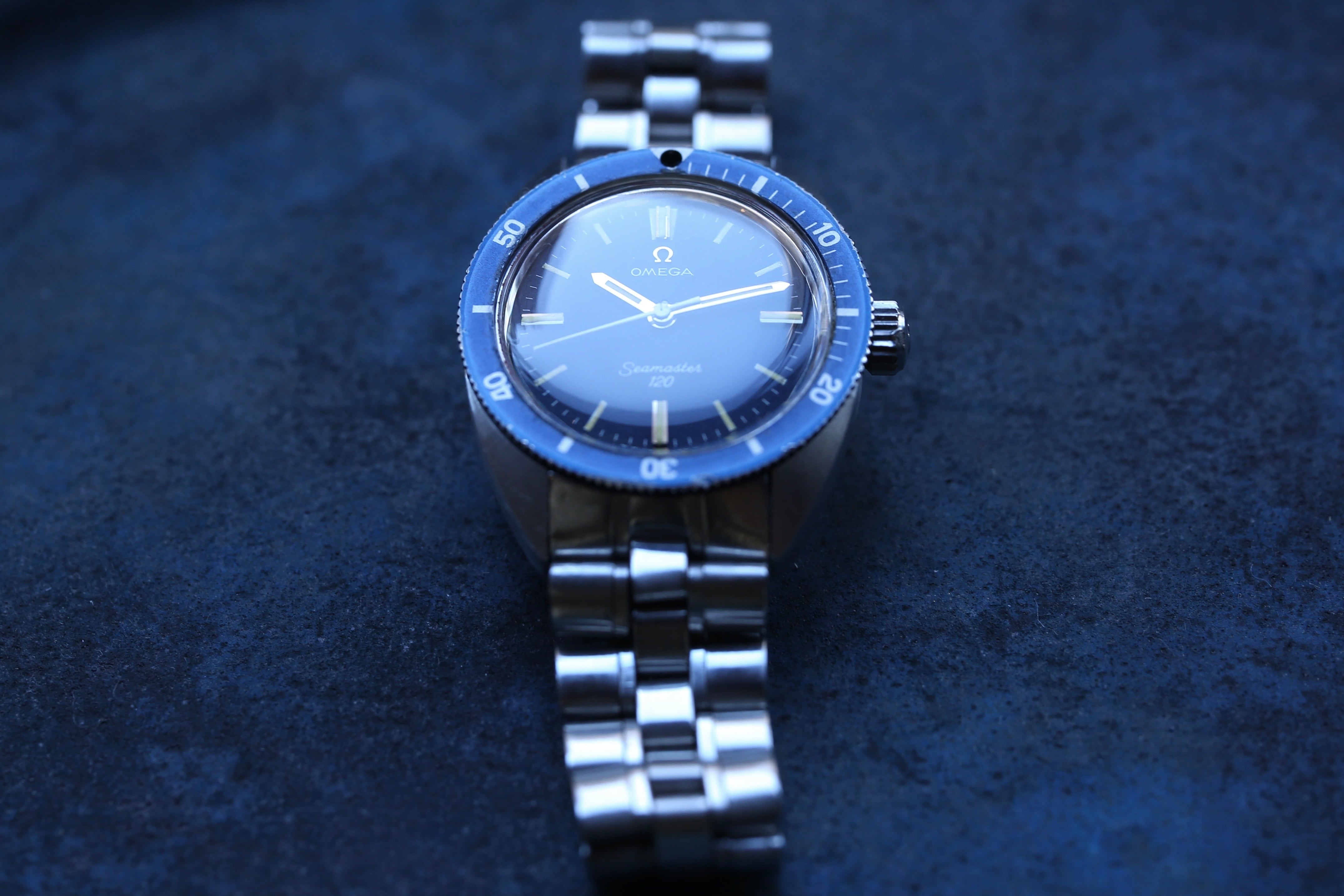 OMEGA】1969 シーマスター120 ボーイズサイズ ”ブルー” 手巻き 3連純正
