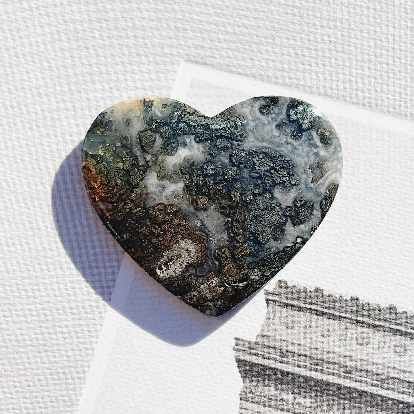 Pyrite in Agate - Heart