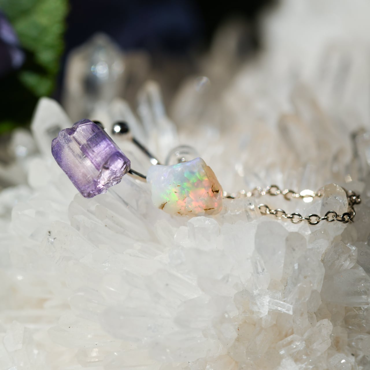 タンザナイトカラークォーツのピアス タンザナイトカラークォーツ✨14kgfピアスチャーム イヤリング 天然石