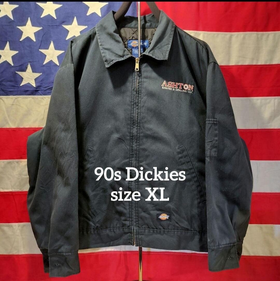 Used ジャケット◆ダメージ XL 90s Dickies ワークジャケット ネイビー◆ヴィンテージ USA古着