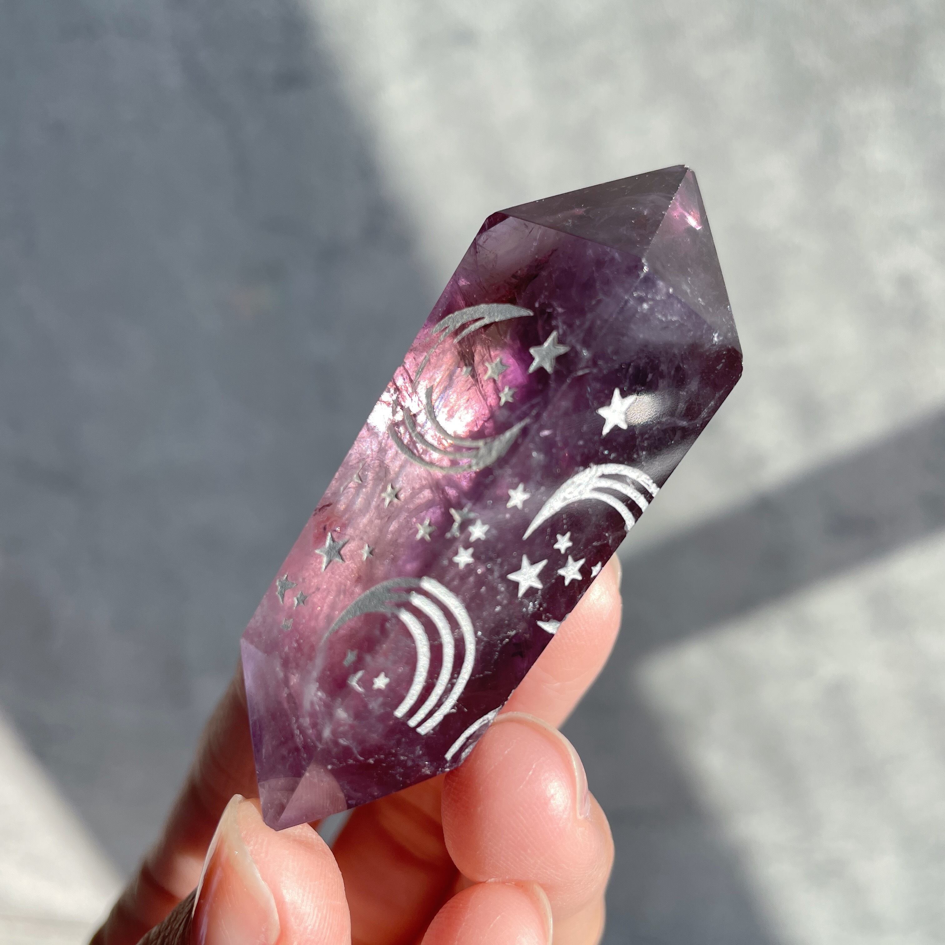 月と星の刻印アメジスト13☽Engraved Amethyst☆天然石・鉱石