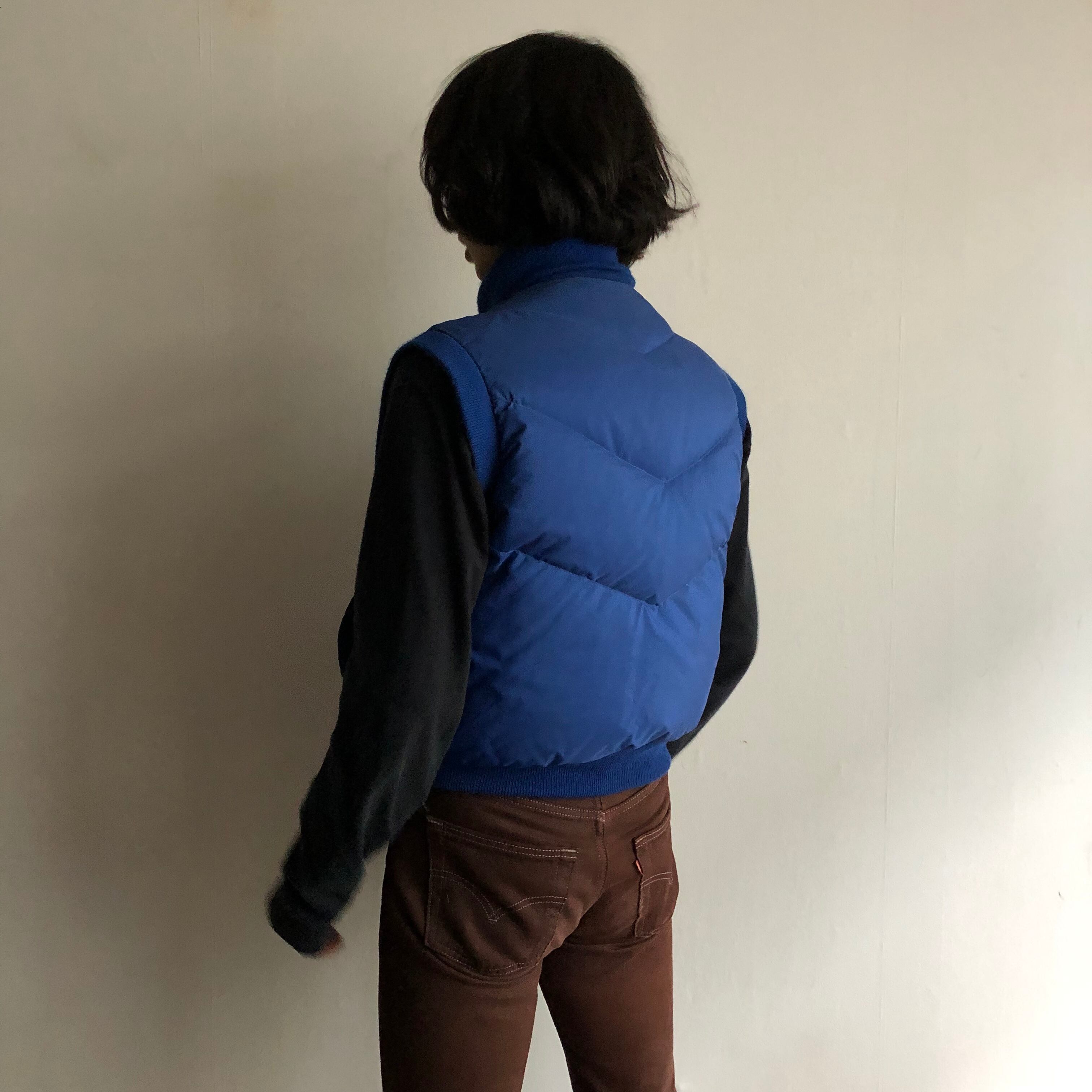 0098. 1990's gerry reversible down vest ブルー × グレー ダウン