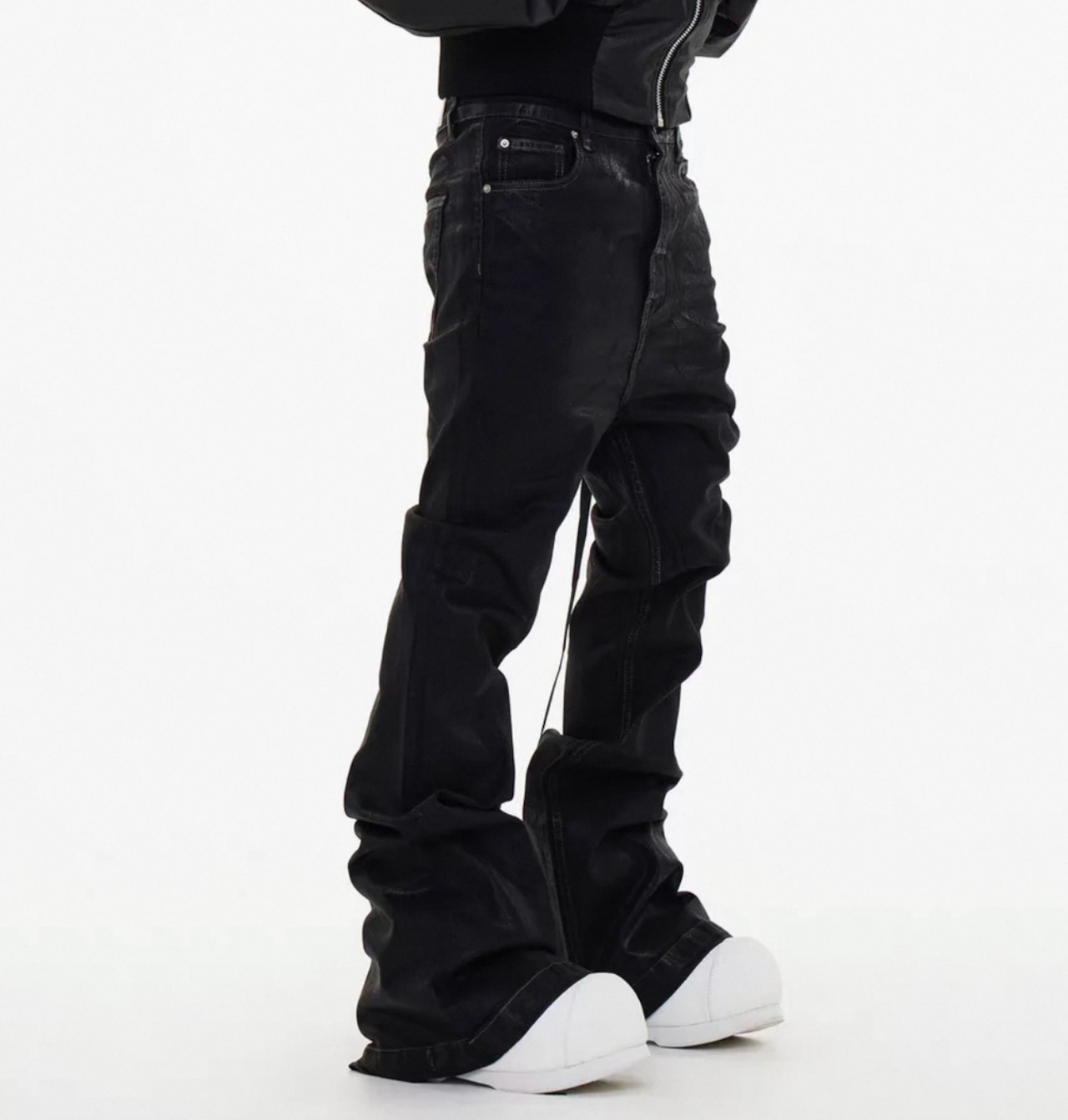 black coating flare denim - 1