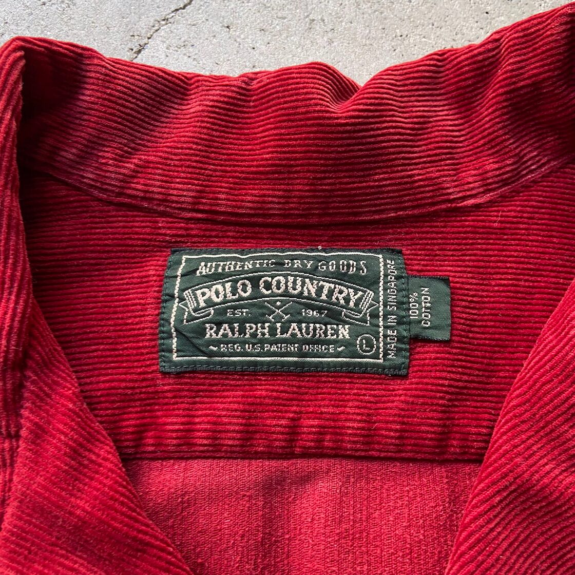 80〜90年代 ラルフローレン ポロカントリー 開襟 長袖 コーデュロイ  