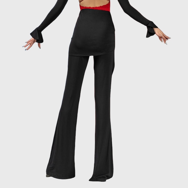 ウエストゴム ラップデザイン フレアパンツ 2col D00226