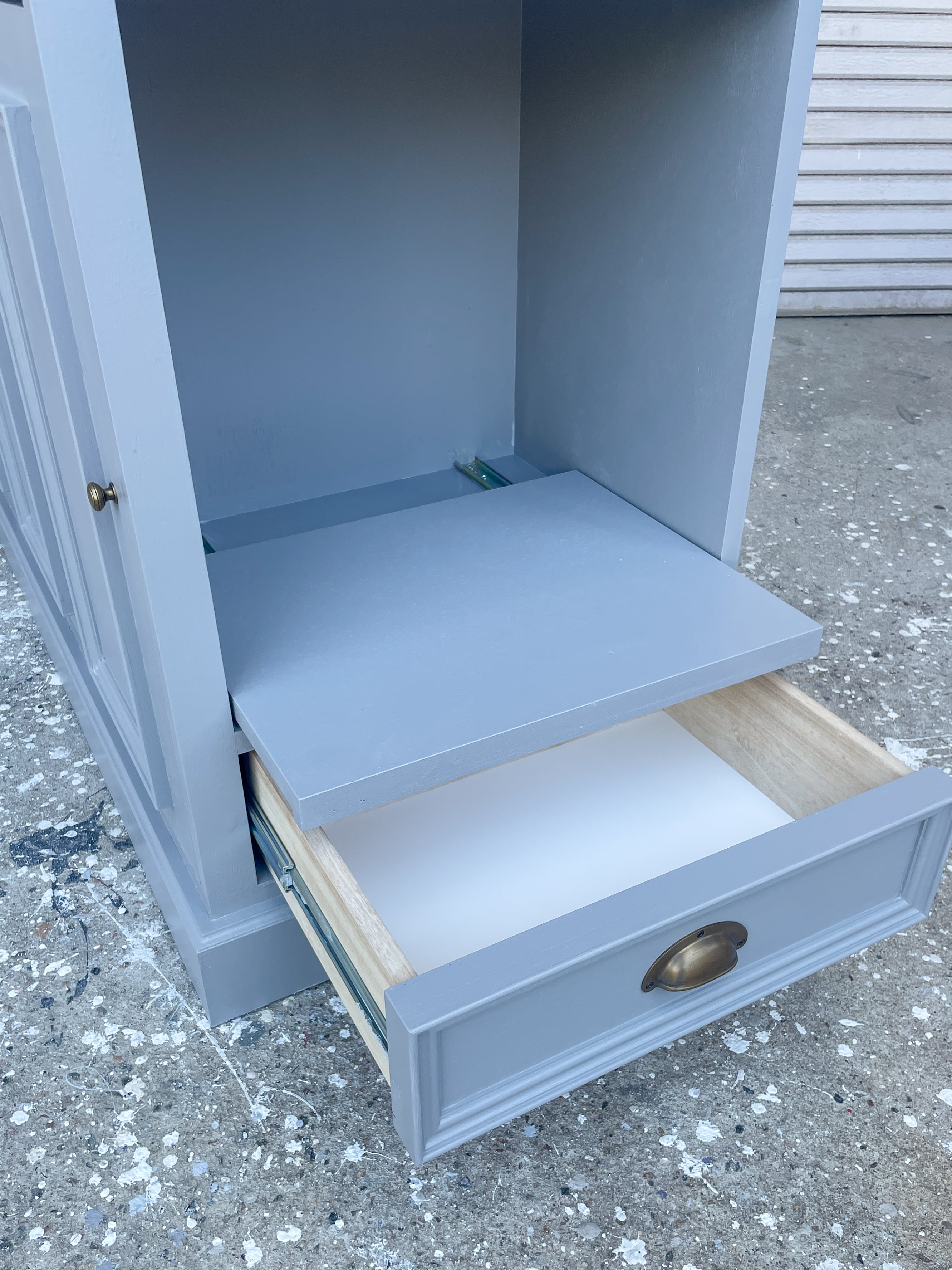 大理石柄天板アンティークキャビネット （ソフトグレー・店舗什器