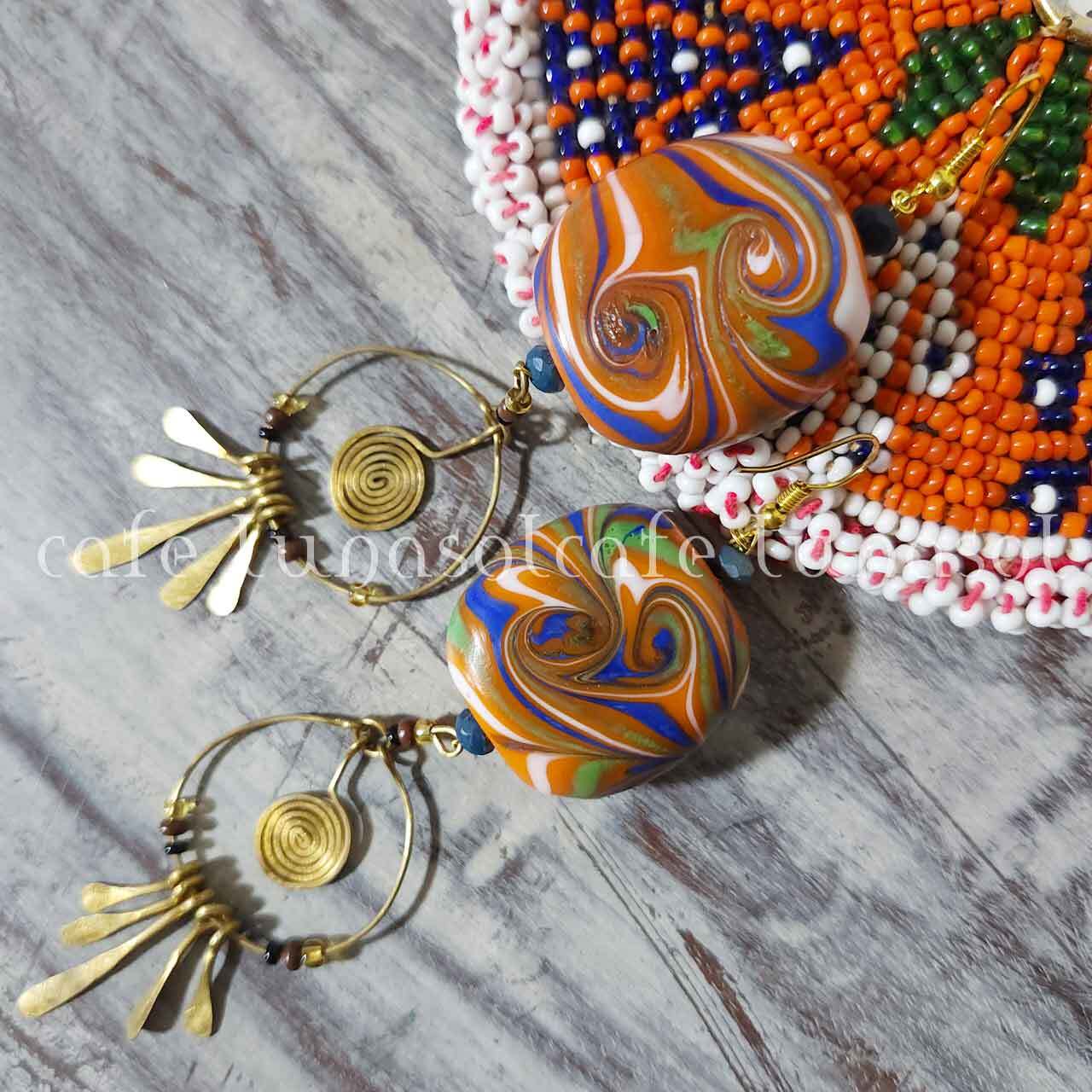 インドネシアアースカラーピアス｜ハンドメイド・手芸