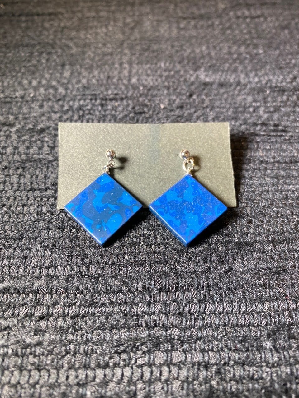 ピアス 四角 小 青 津軽塗 | 漆工房 宮 うるしこうぼう みや