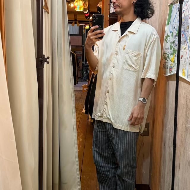 TommyBahamaトミーバハマ刺繍入りシルク製アロハシャツL古着(2117