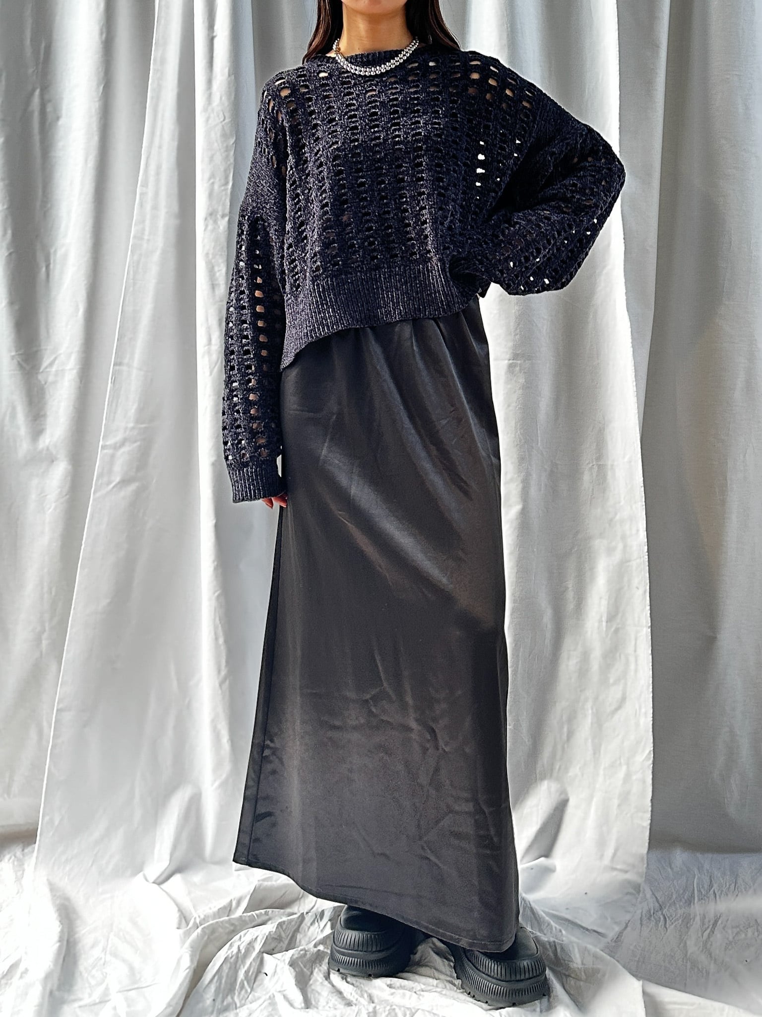 SATIN SEMI-FLARE SKIRT(ｻﾃﾝｾﾐﾌﾚｱｽｶｰﾄ)【7533197】 | CIEL'AIR