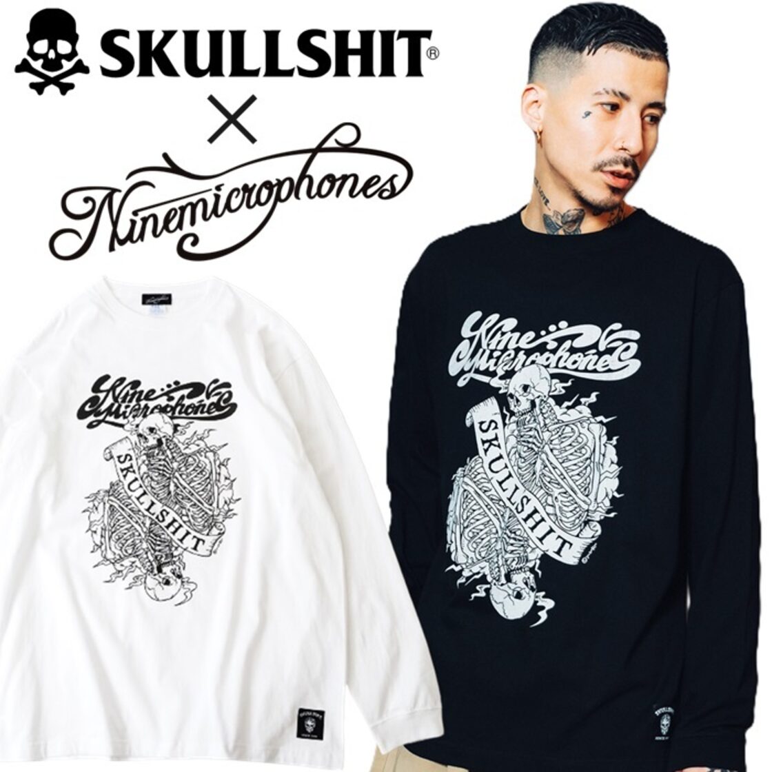 SKULLSHIT × NineMicrophones コラボレーション Long Tee