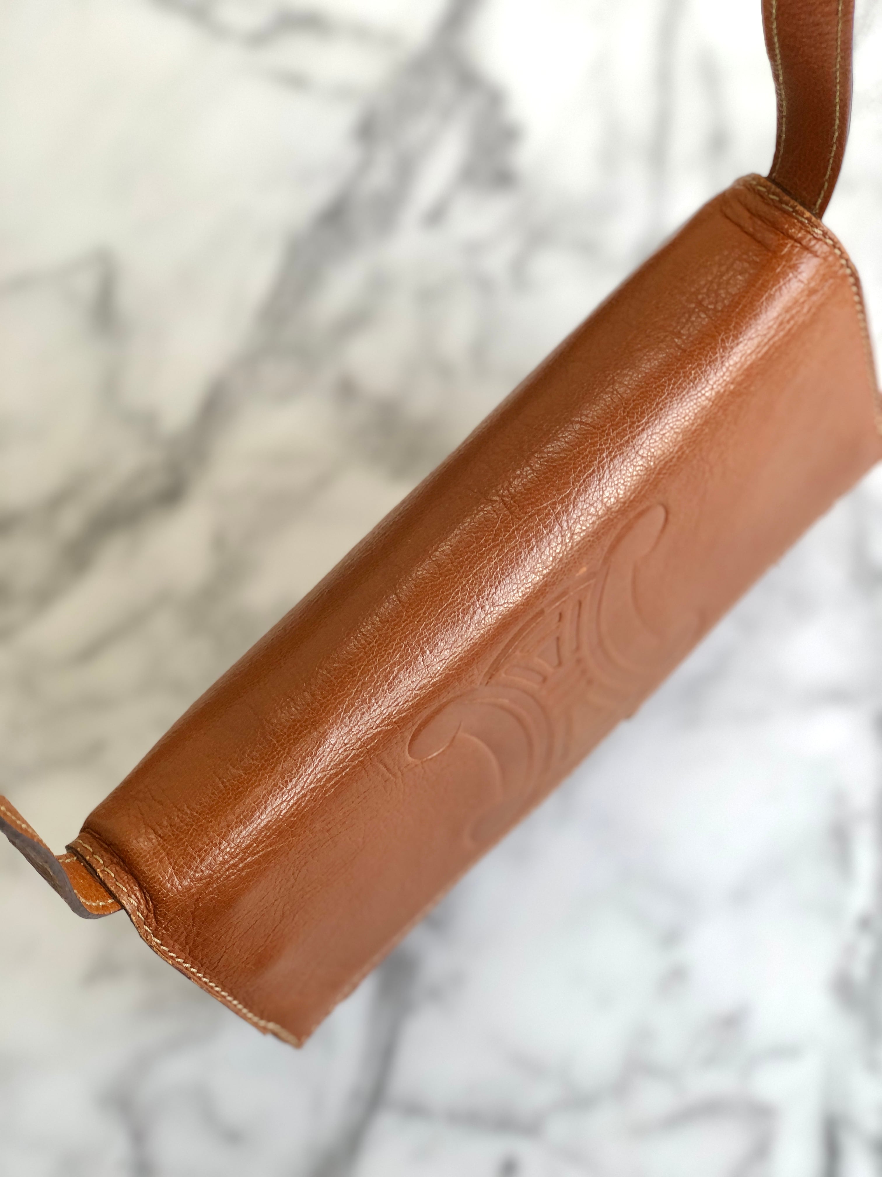 CELINE セリーヌ トリオンフ 型押し レザー ミニバッグ ショルダー