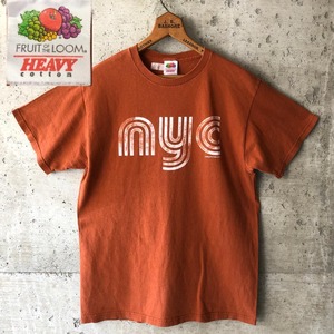 DF116 Tシャツ NYC ロゴ カスレ ビンテージ シンプル 茶色 ブラウン