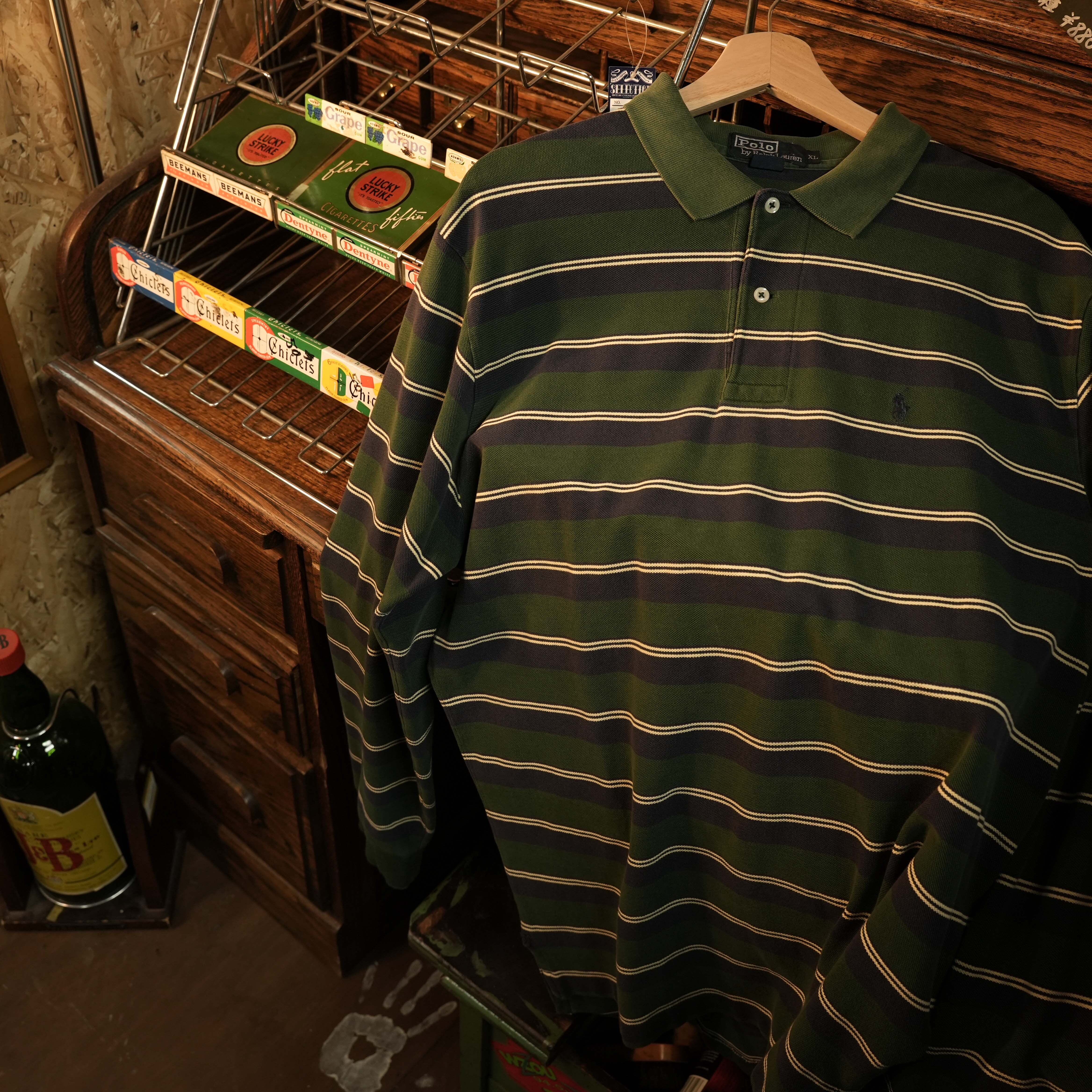 Polo by Ralph Lauren 90s〜00s ボーダー ラガーシャツ XL コットン